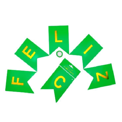 Banderín "feliz cumpleaños" VERDE con dorado