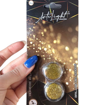 Set maquillaje glitter x2 DORADO