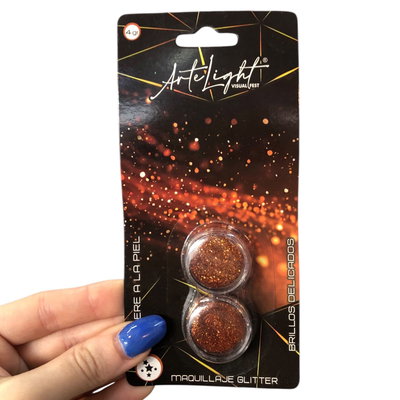 Set maquillaje glitter x2 COBRE
