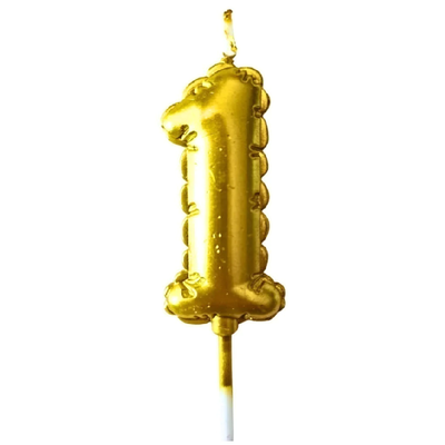 Vela numero globo DORADO 13cm N1
