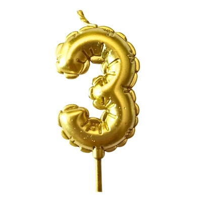 Vela numero globo DORADO 13cm N3