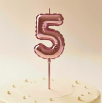 Vela numero globo ROSA GOLD 13cm N5