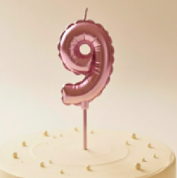 Vela numero globo ROSA GOLD 13cm N9