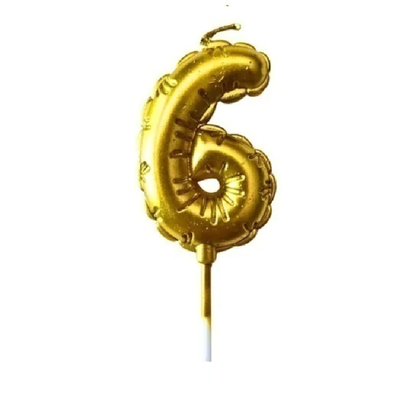 Vela numero globo DORADO 13cm N6