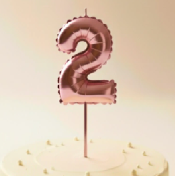 Vela numero globo ROSA GOLD 13cm N2