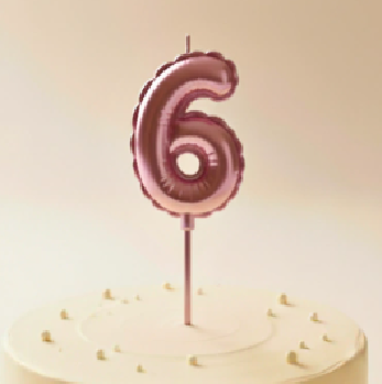Vela numero globo ROSA GOLD 13cm N6