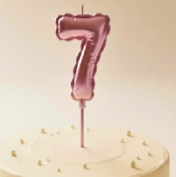 Vela numero globo ROSA GOLD 13cm N7
