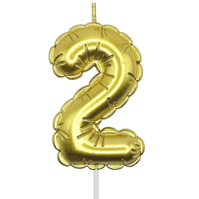 Vela numero globo DORADO 13cm N2