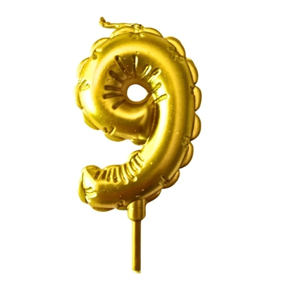 Vela numero globo DORADO 13cm N9