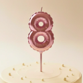 Vela numero globo ROSA GOLD 13cm N8