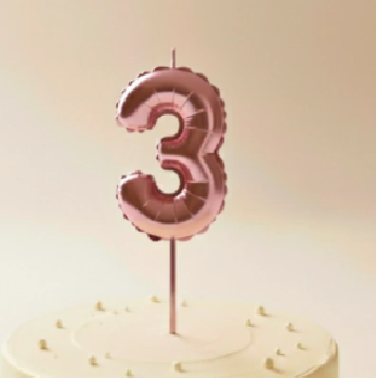Vela numero globo ROSA GOLD 13cm N3
