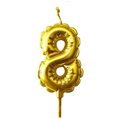 Vela numero globo DORADO 13cm N8