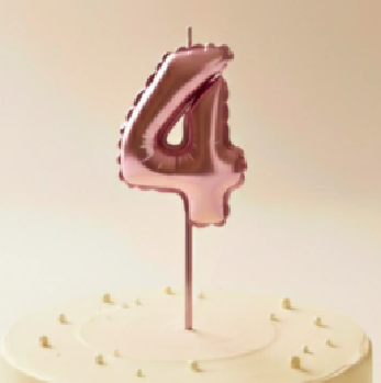 Vela numero globo ROSA GOLD 13cm N4