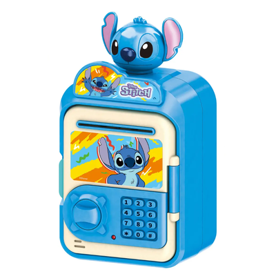 Alcancía caja fuerte infantil STITCH con luz y música a pilas