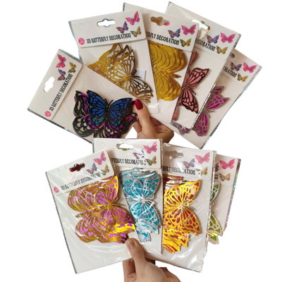 Mariposas de papel doble capa GIBRE MULTICOLOR x12 unidades SURTIDO