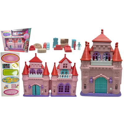 Castillo casa de muñecas de plástico con accesorios