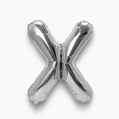Globo letra X plateada 16" 35cm x1 unidad