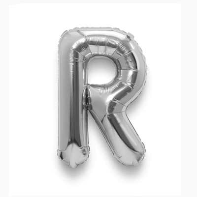Globo letra R plateada 16" 35cm x1 unidad