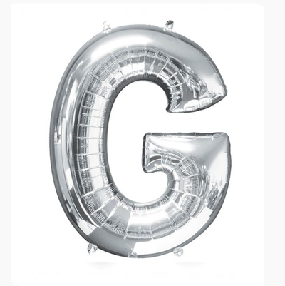 Globo letra G plateada 16" 35cm x1 unidad