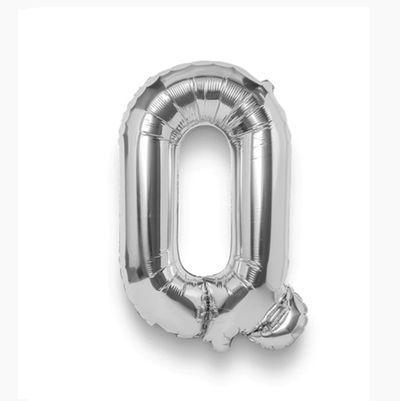 Globo letra Q plateada 16" 35cm x1 unidad