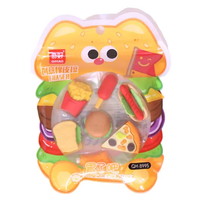 Goma de borrar COMIDA x7 unidades EN BOLSITA (QH-8995)