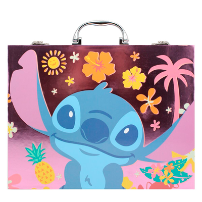Set de arte infantil maletín de ALUMINIO STITCH x53 piezas (LT135)