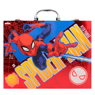Set de arte infantil maletín de ALUMINIO SPIDERMAN x53 piezas (HA634)