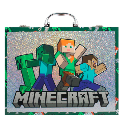 Set de arte infantil maletín de ALUMINIO MINECRAFT x53 piezas (MI603)