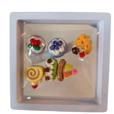 Sticker charms 3D de plástico COMIDA x6 unidades