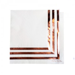 Servilleta blanca borde rosa gold x12 unidades