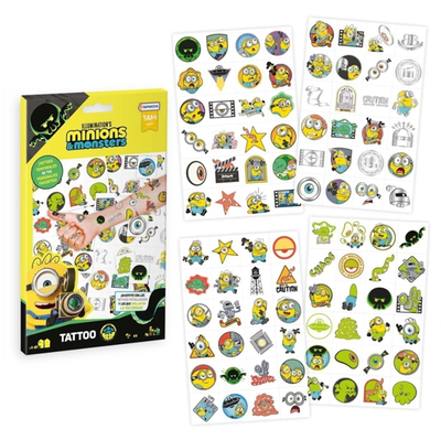 Tatuaje MINIONS x4 unidades incluyen metalizados y brillan en la oscuridad (UMN10357)