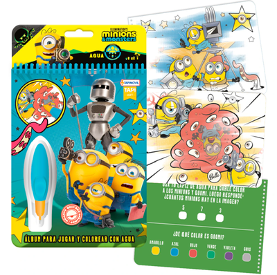 Libro MINIONS AGUA WOW para colorear incluye un lápiz mágico y actividades (UMN10352)