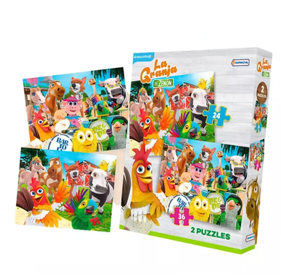 Rompecabezas GRANJA DE ZENON 2 puzzles de 24 y 36 piezas en caja (LCG00647)