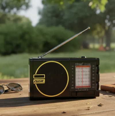 Radio parlante AM FM analógica recargable con panel solar y linterna (KTF-1490S)