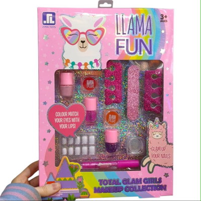 Set de maquillaje LLAMA FUN 33x23cm x11 piezas