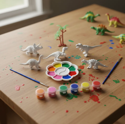 Dino para colorear con acuarelas x7 unidades en caja