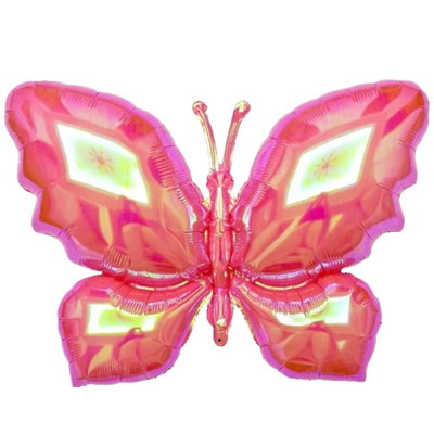 Globo mariposa iridiscente rosa 60x45cm