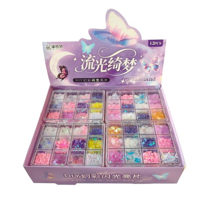 Set de lentejuelas para decorar uñas en cajita