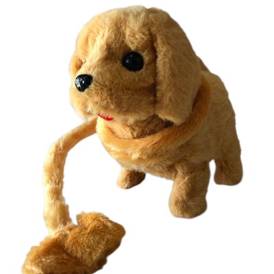 Perro camina y ladra con correa