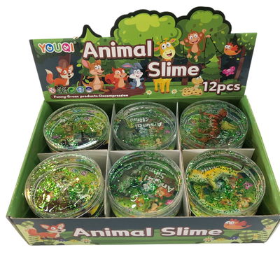 Slime con mini ANIMALITO en pote 10x5cm surtido x1 unidad