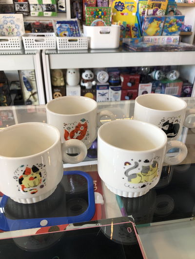 Taza de cerámica apilable GATO x4 unidades (MT9378)