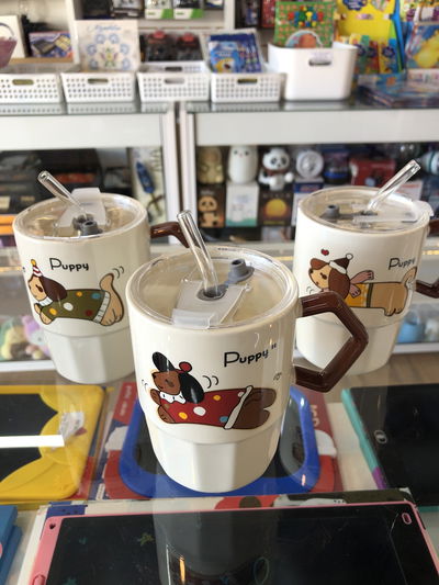 Taza de cerámica con sorbete acrílico PUPPY (AA0030)