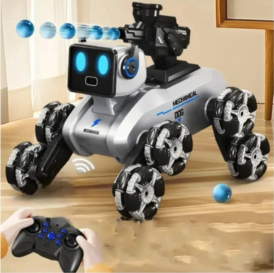 Perro robot a control remoto lanza bolitas de hidrogel