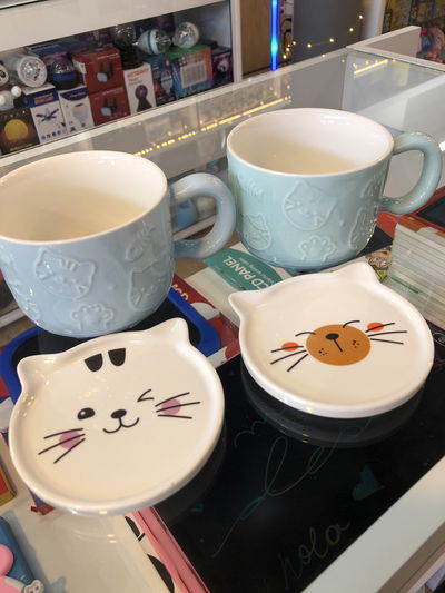 Taza y platito de cerámica GATO (MT9968)