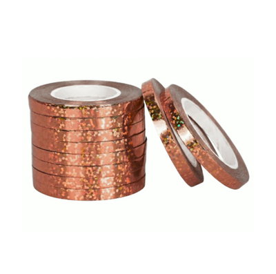 Cinta ribbon para globos ROSA GOLD HOLOGRAMADA 10mts. x1 unidad