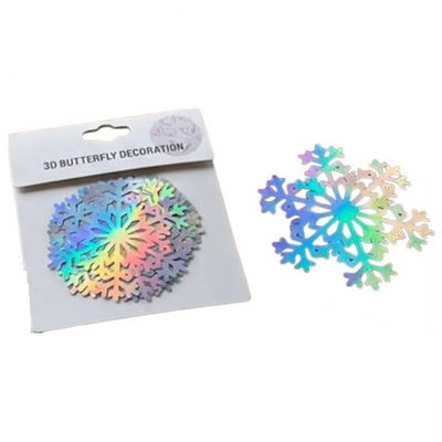Copo de nieve iridiscente plateado adorno para torta x8 unidades (ZY-0078)