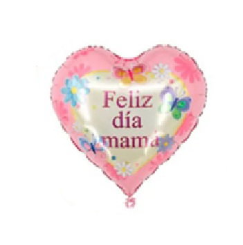 Globo mariposa Feliz Día Mamá corazón 45cm aprox.