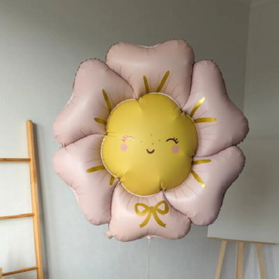 Globo flor con carita feliz grande NUDE 100x104cm aprox.
