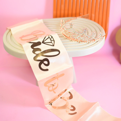 Set corona + banda "Bride to be" ROSA GOLD (ideal para despedida de soltera)