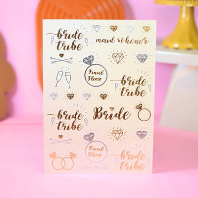 Tatuajes temporales "Bride to be" DORADO Y PLATEADO (ideal para despedida de soltera)